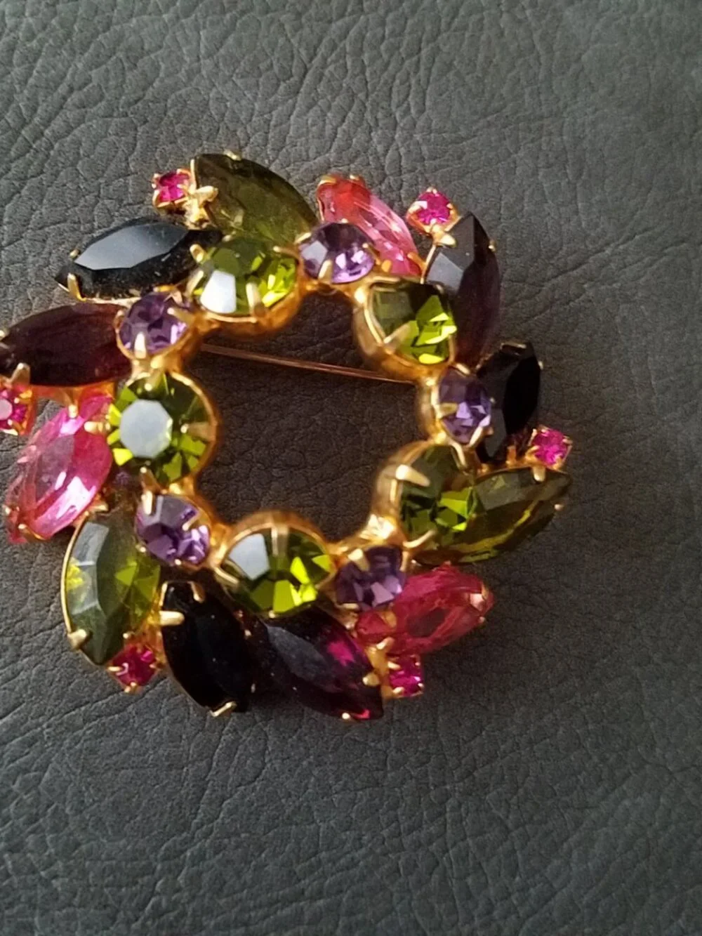 Vintage Juliana Multicolor Rhinestone Brooch Verified